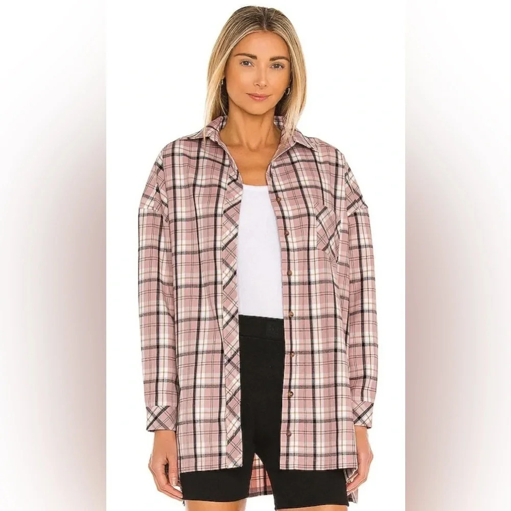 Lovers and Friends Gela Oversized Plaid top shirt XS